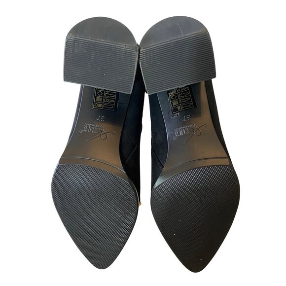 Azura Black Suede Ankle Boots With Gold Studs & Patent Toe Size 37 - Picture 6 of 12